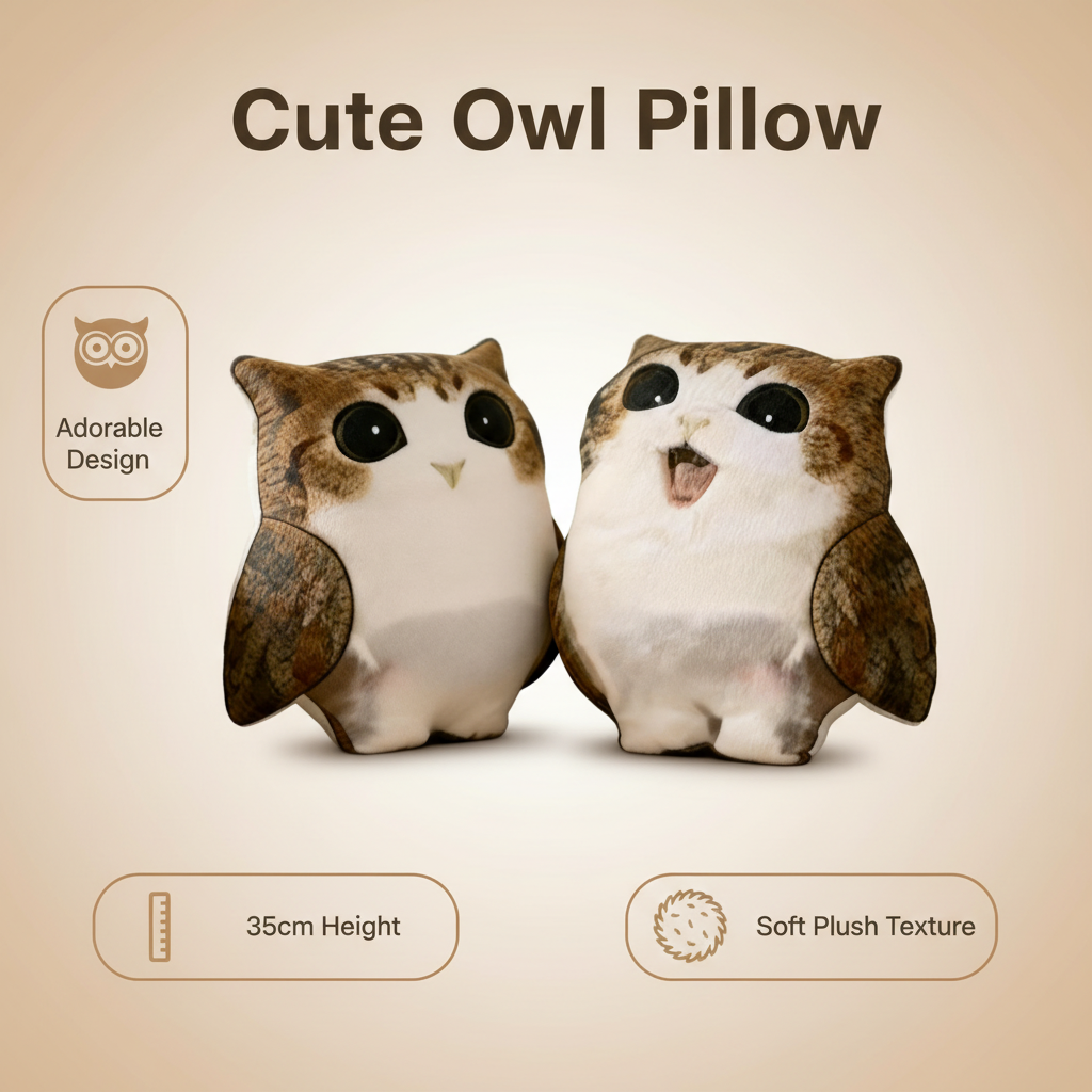 Owl-shaped pillow