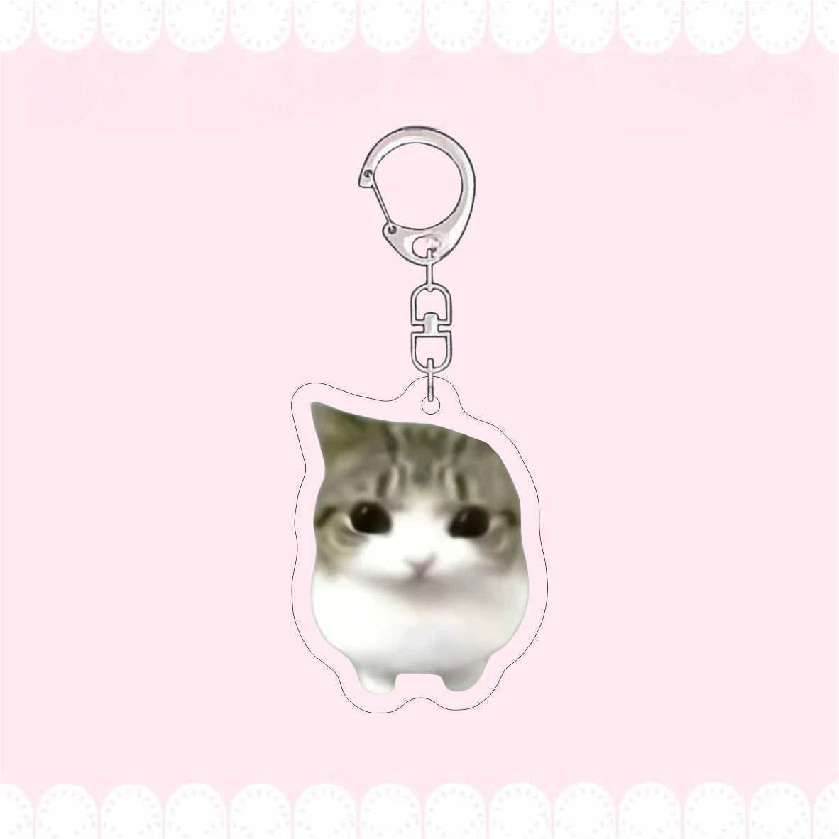 Crispy Triangle Cat Meme Keychain