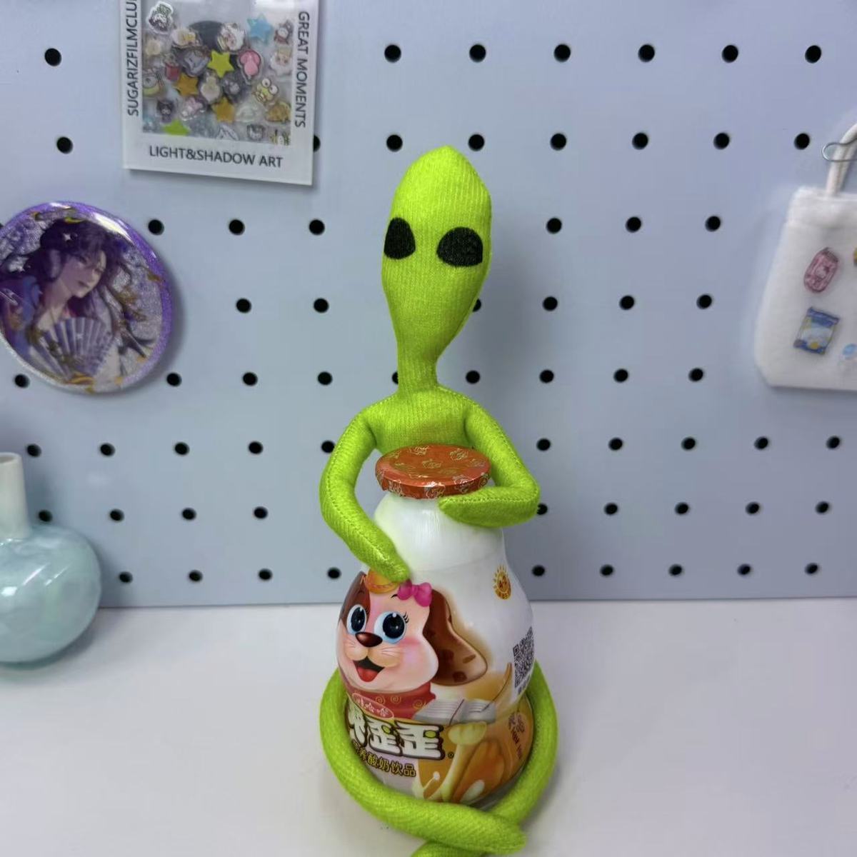 Abstract Alien Plush Doll with Poseable Wire Skeleton