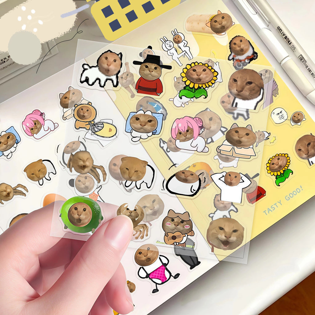 Round headed Cat Stickers for the Elderly