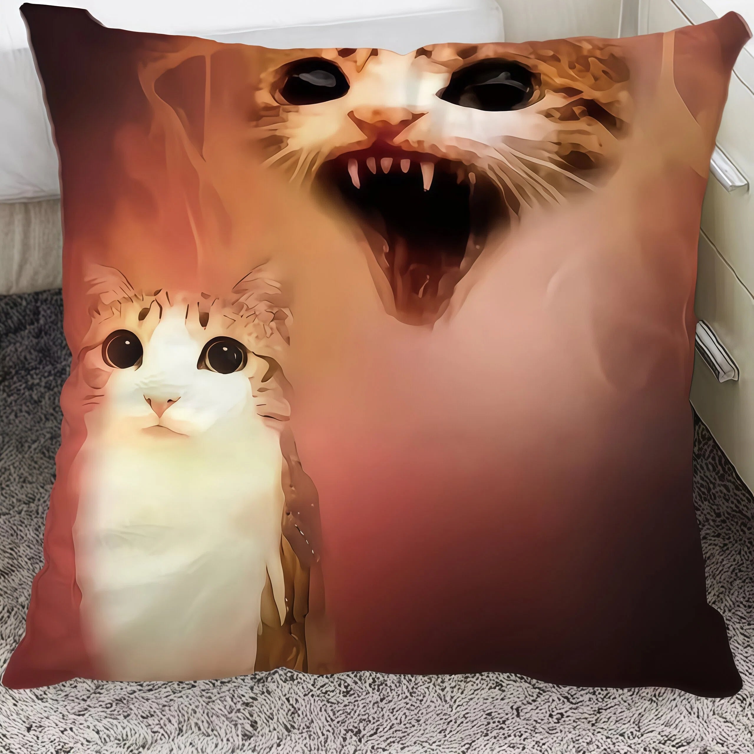 Meowl Meme Double Sided Pillow Cover,（ No Filler）