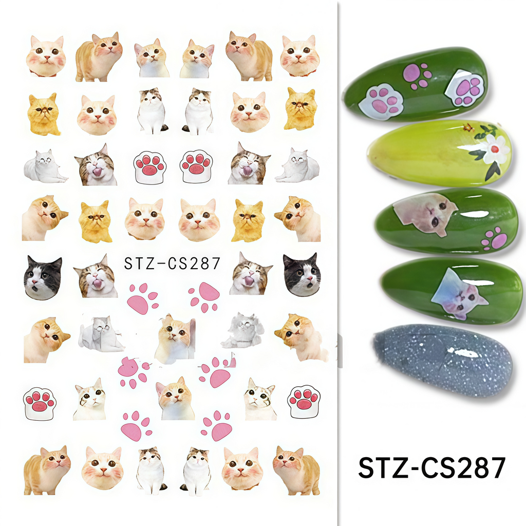 imitation hand drawn cute pet nail stickers