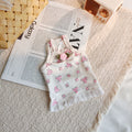 Cute Floral Sling Dog Tank Top with 3D Rose Lace Hem, Soft Breathable Pet Summer Vest for Small Dogs Maltese Bichon