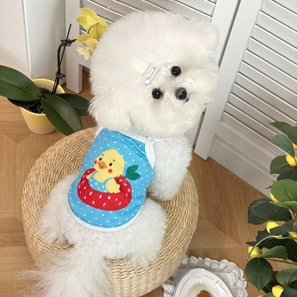 Cute Cartoon Print Pet Sling Tank Top, Breathable Ribbed Summer Vest for Small Cats & Dogs Maltese Bichon Puppy Kitten