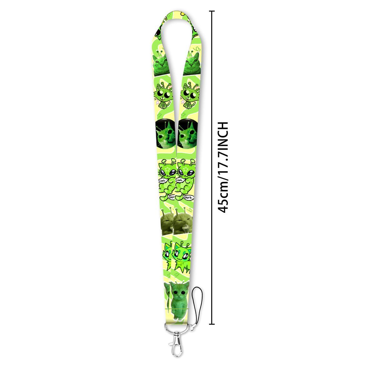 Green Alien Cat Card Holder With Phone Strap