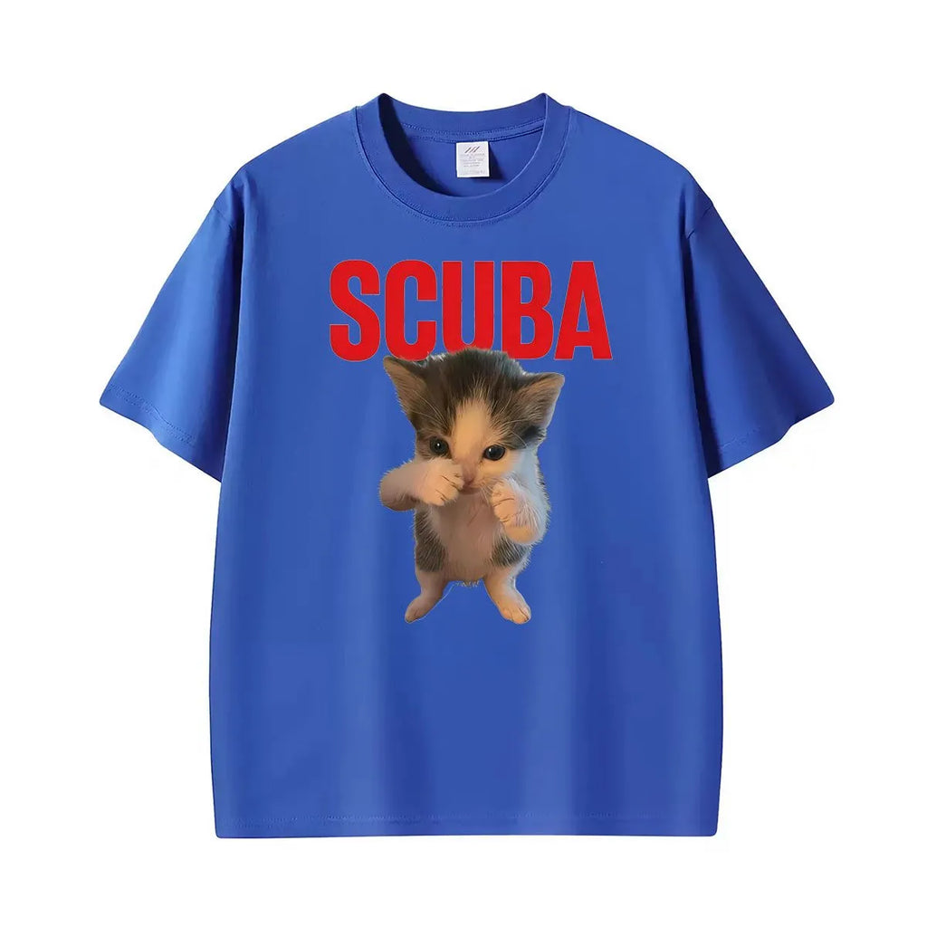 Scuba Cat Print T-shirt