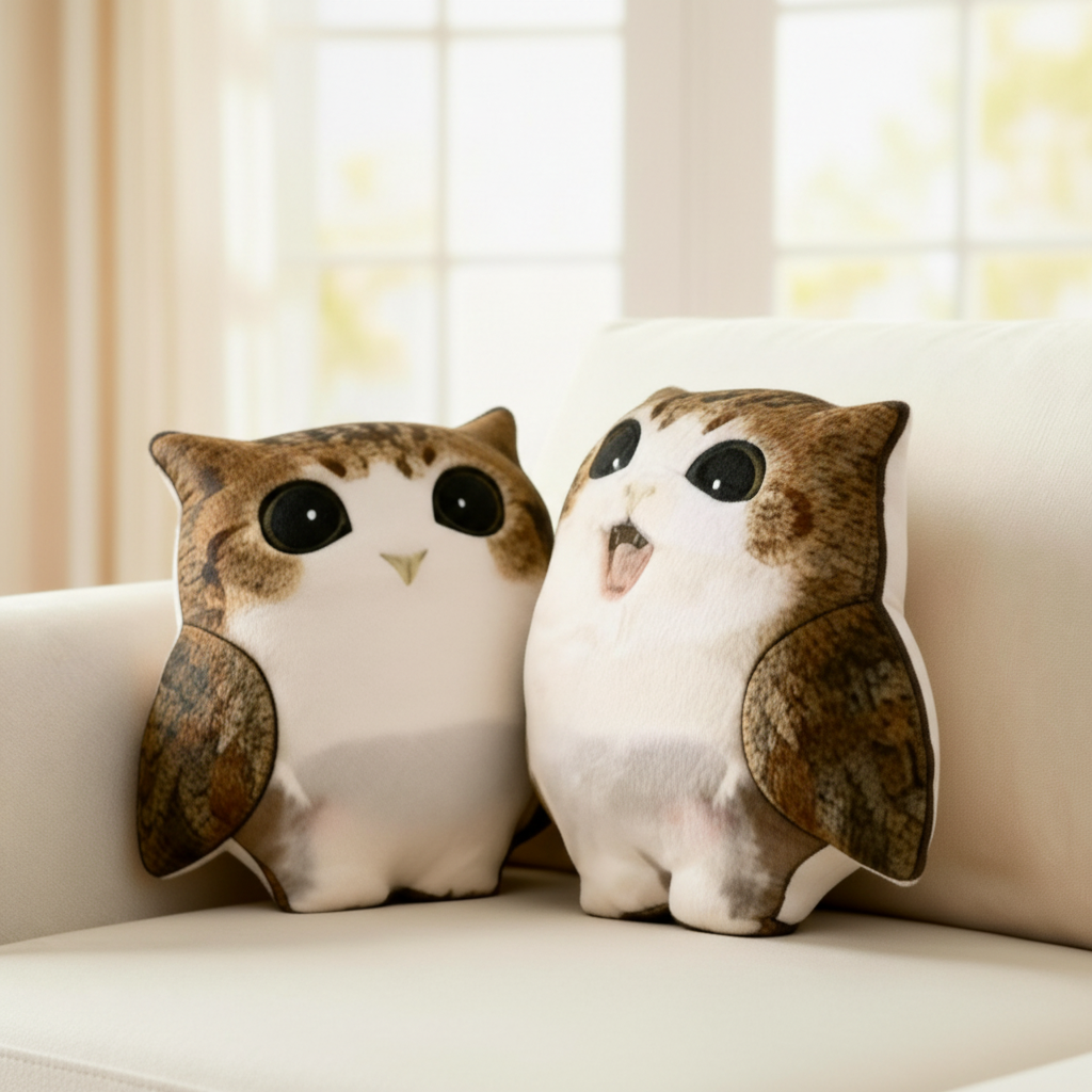 Owl-shaped pillow