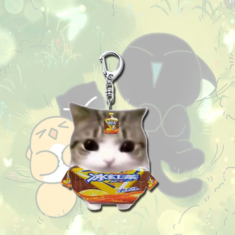 Crispy Triangle Cat Meme Keychain