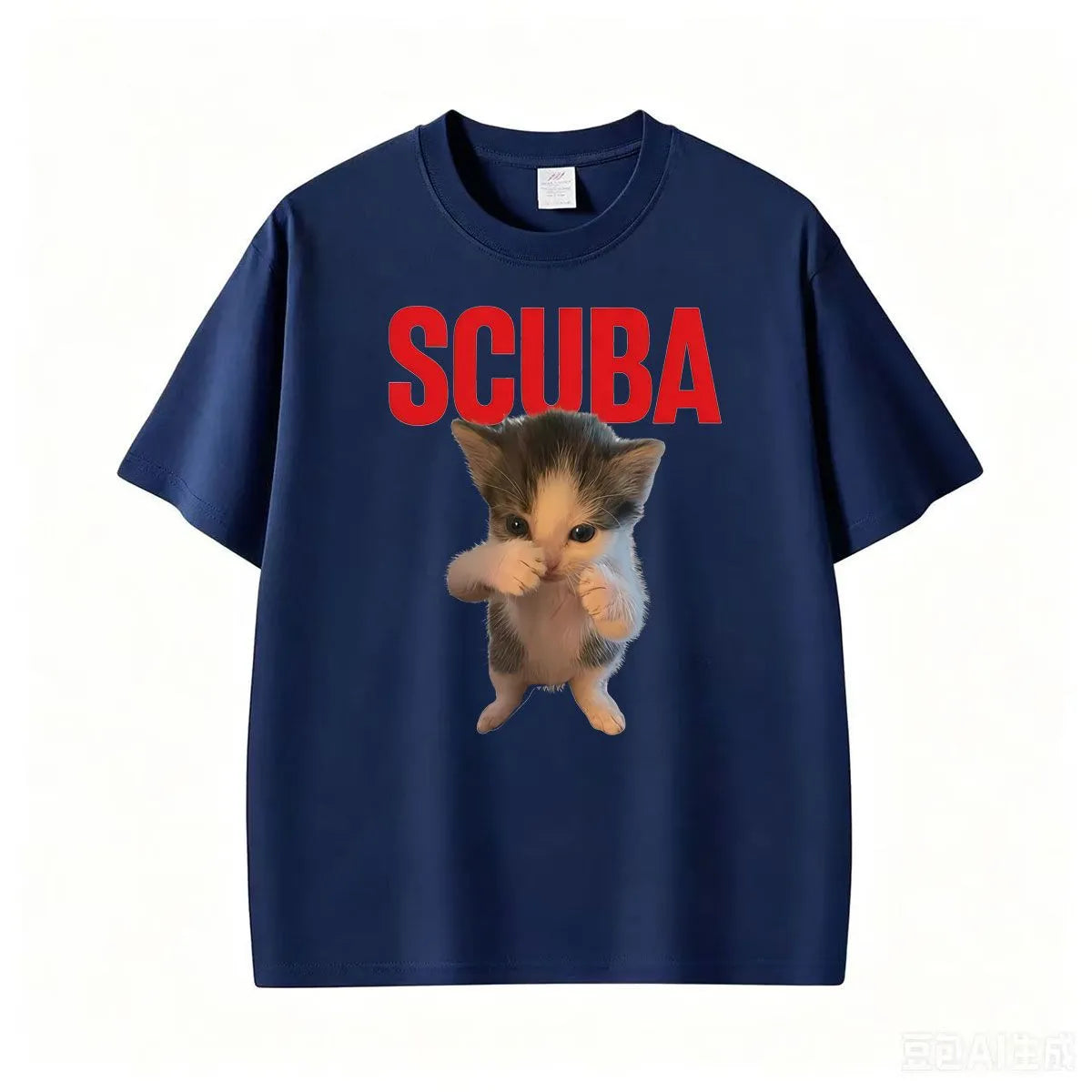 Scuba Cat Print T-shirt