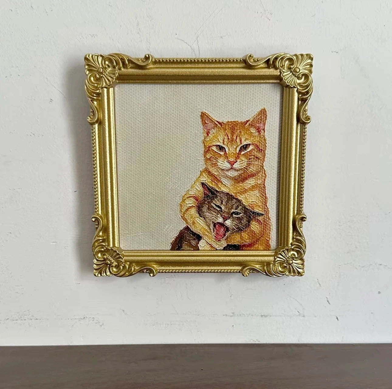 Cat Meme Series Textured Painting Fridge Magnet