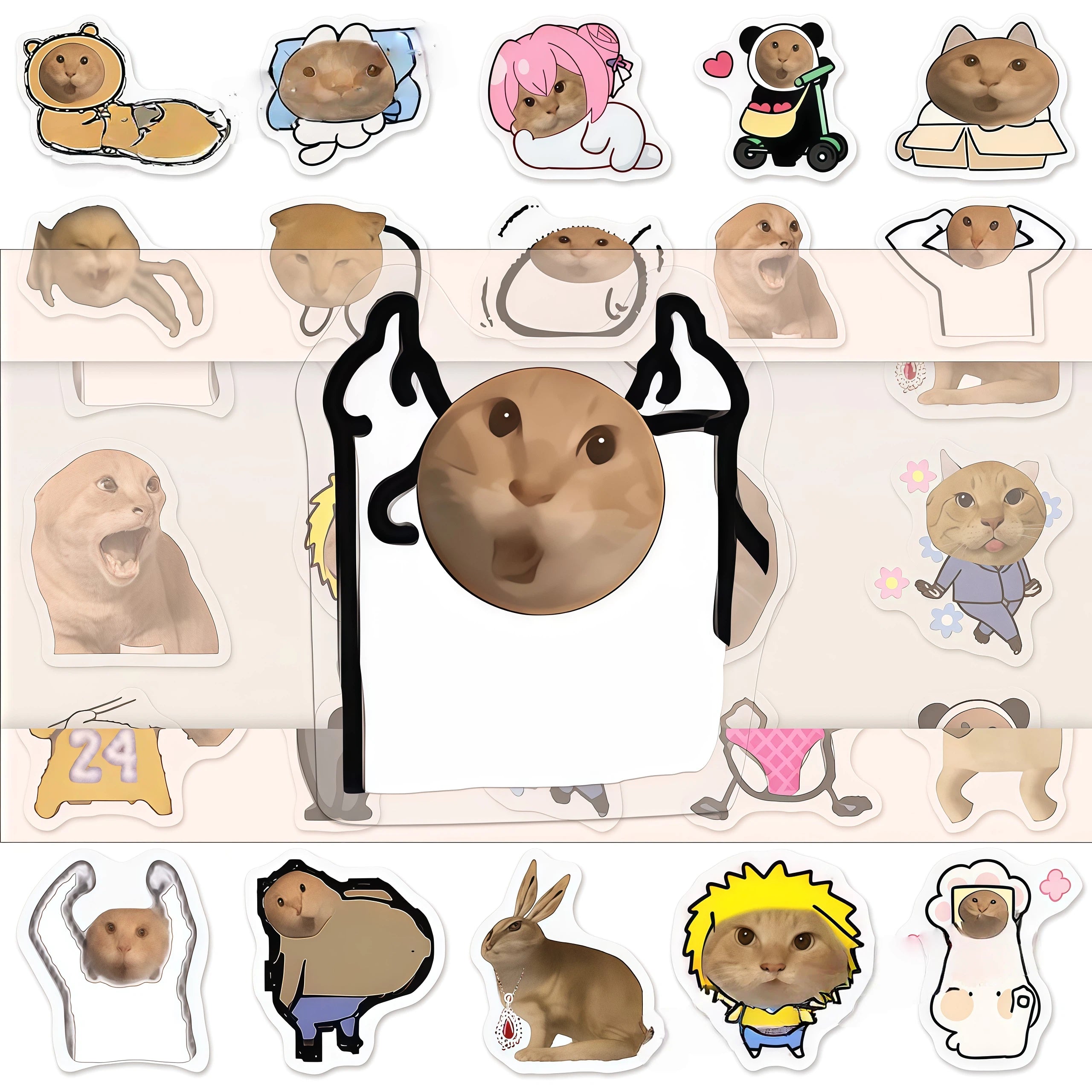 Round headed Cat Stickers for the Elderly