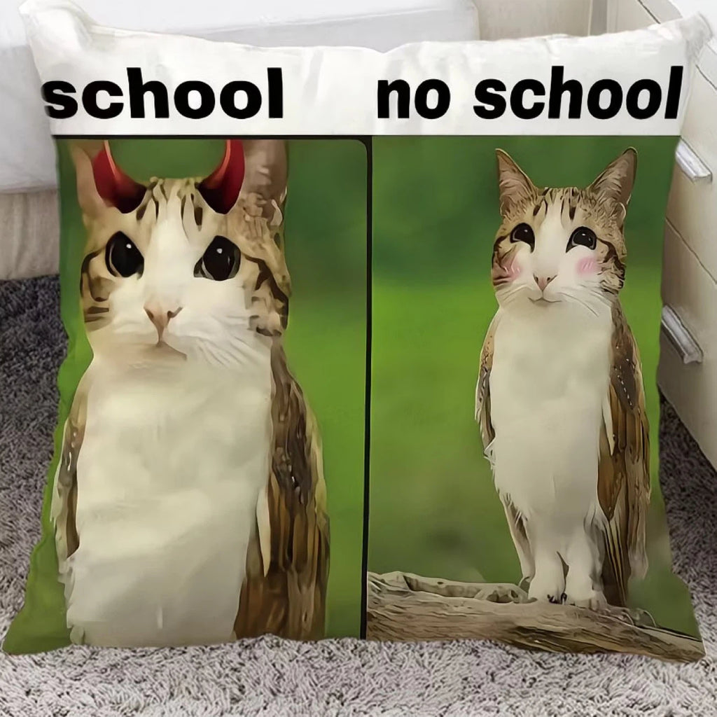 Meowl Meme Double Sided Pillow Cover,（ No Filler）