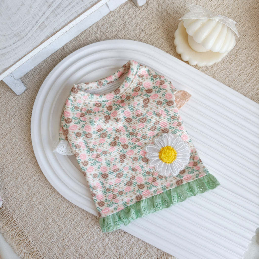 Cute Floral Daisy Pet Blouse, Lightweight Summer Outfit for Small Puppies and Kittens