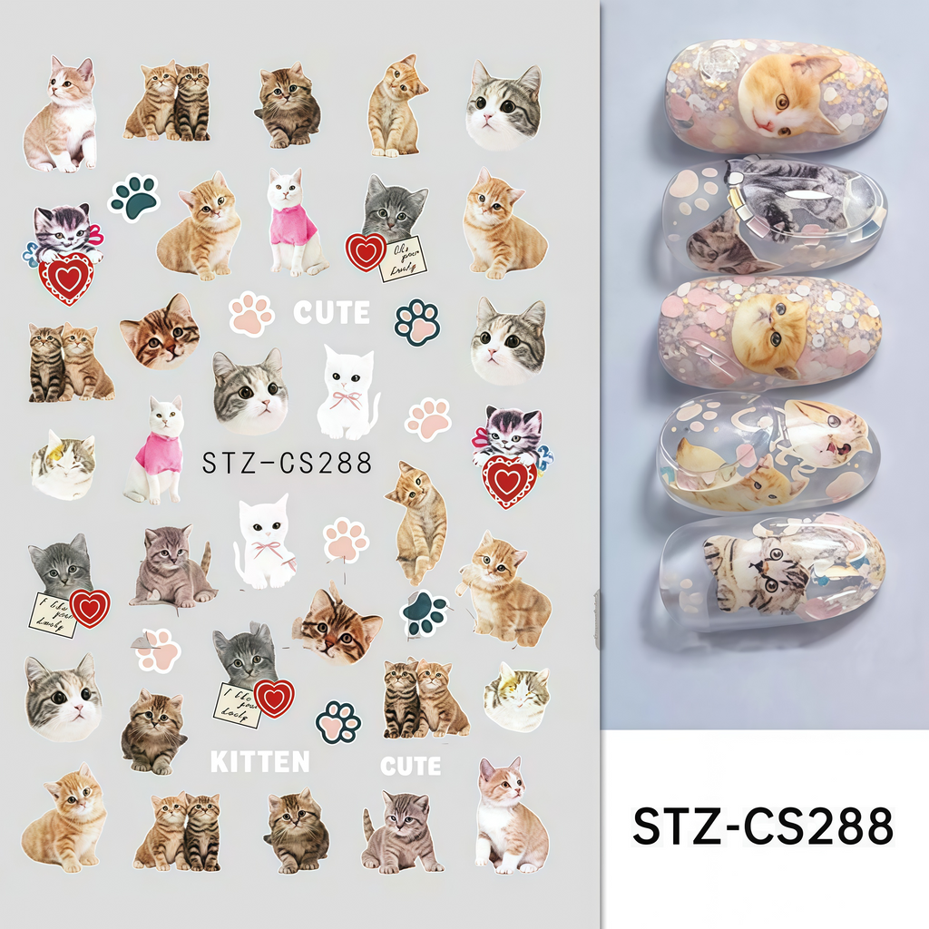imitation hand drawn cute pet nail stickers
