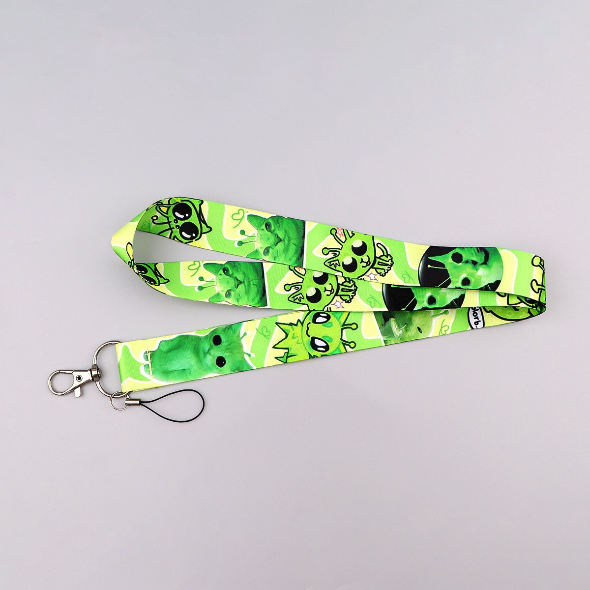 Green Alien Cat Card Holder With Phone Strap