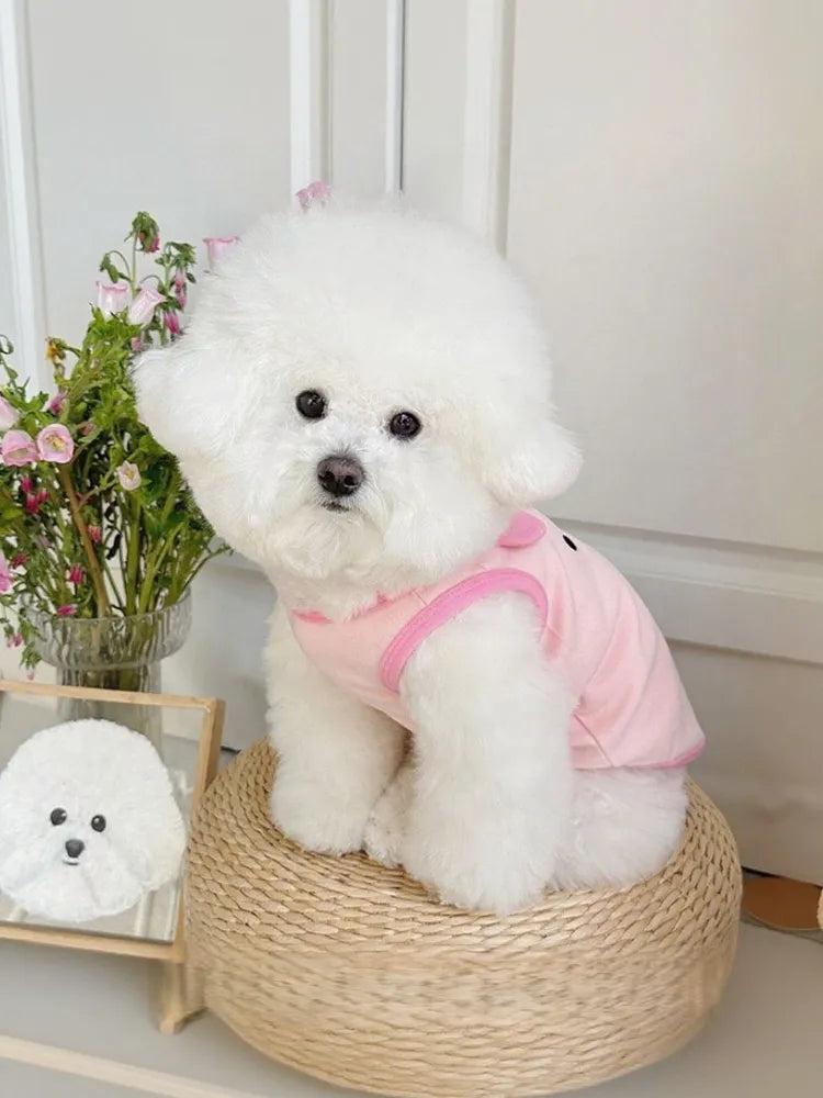 Cute Pink Pig Sling Dog Vest, Soft Cotton Thin Pet Summer Sleeveless Clothes Specially for French Bulldog, S/M/L Sizes Only