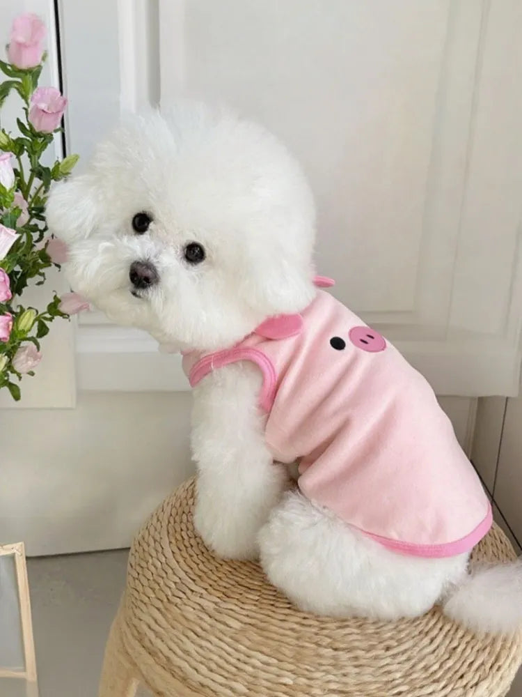 Cute Pink Pig Sling Dog Vest, Soft Cotton Thin Pet Summer Sleeveless Clothes Specially for French Bulldog, S/M/L Sizes Only
