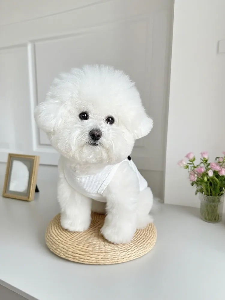 White Panda Waffle Sling Dog Vest, Breathable Traction Sleeveless Pet Summer Clothes Specially for French Bulldog, Only S/M/L Sizes