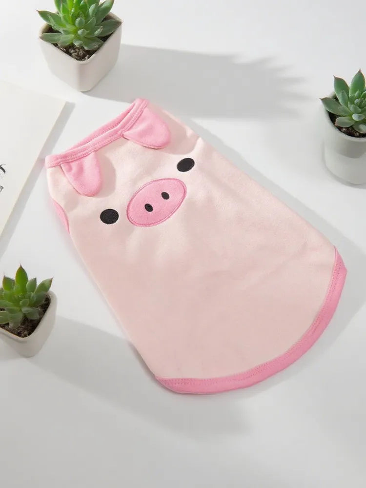 Cute Pink Pig Sling Dog Vest, Soft Cotton Thin Pet Summer Sleeveless Clothes Specially for French Bulldog, S/M/L Sizes Only