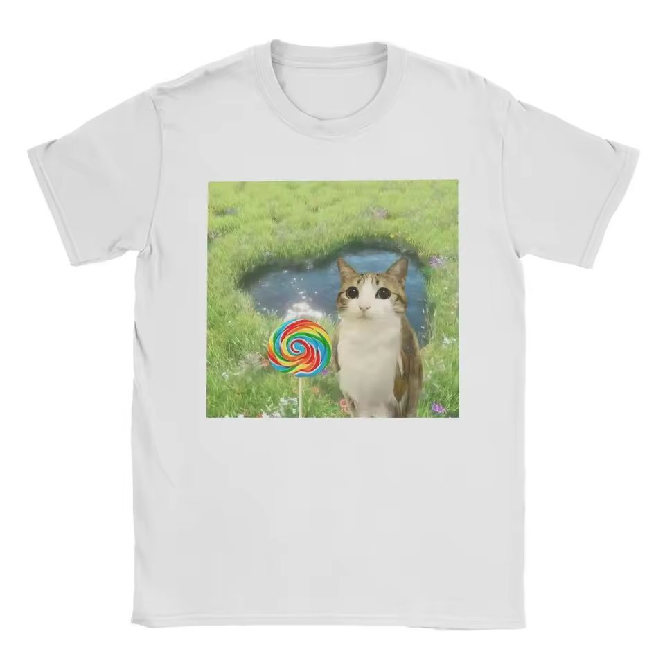 New My Goat Goated Meowl Print Crew Neck Short Sleeve T-Shirt, Unique Graphic Tee