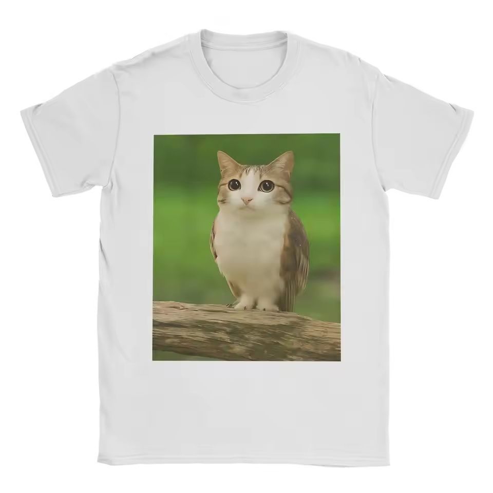 New My Goat Goated Meowl Print Crew Neck Short Sleeve T-Shirt, Unique Graphic Tee