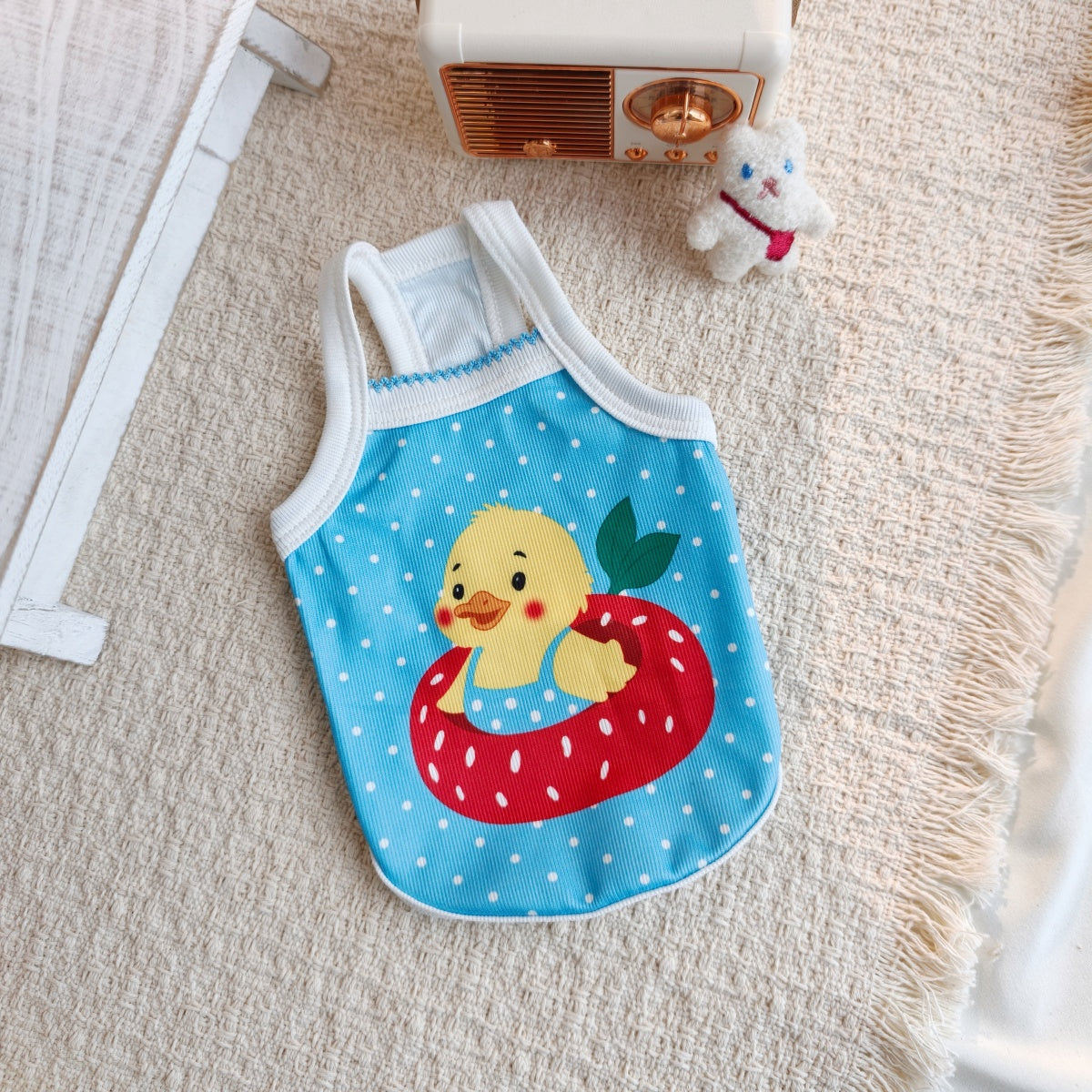 Cute Cartoon Print Pet Sling Tank Top, Breathable Ribbed Summer Vest for Small Cats & Dogs Maltese Bichon Puppy Kitten