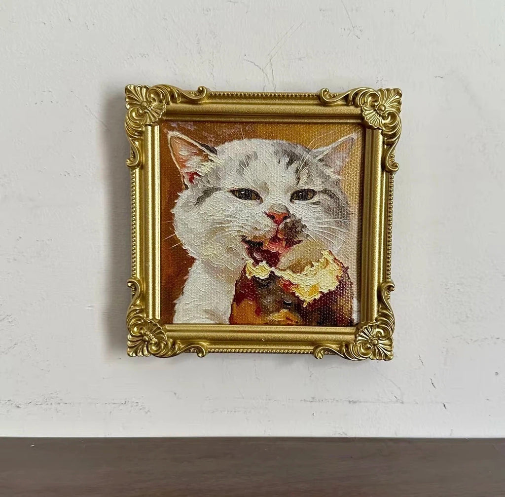 Cat Meme Series Textured Painting Fridge Magnet