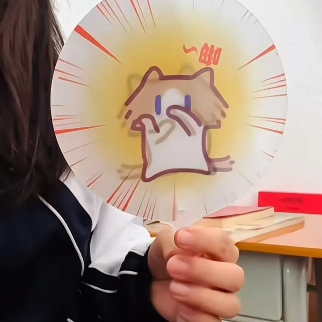 Viral Meme Lenticular Hand Fan | 3D Flip Changing Image Cartoon Meme Fan