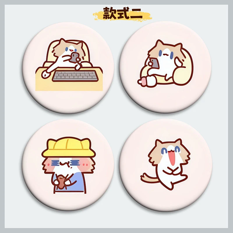 Cute Monthly Salary Cat Button Pins, 58mm Kawaii Cartoon Cat Badges Set, Anime Brooch Pins for Backpack Clothing Decor, Lovely Character Pins Gift for Girls