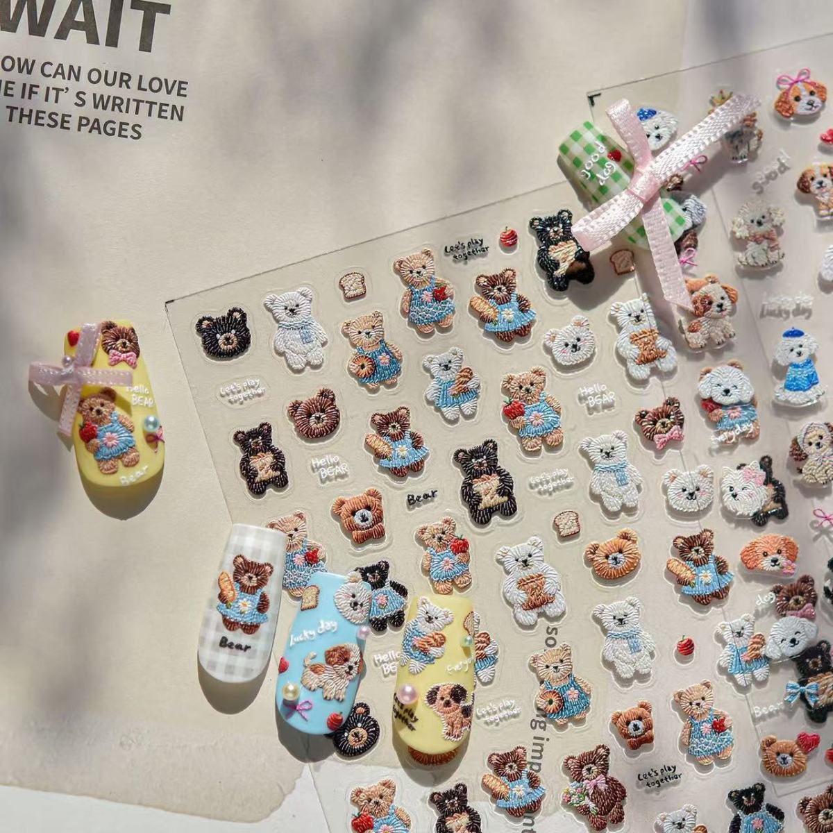 Bestselling Embossed Cute Embroidery Nail Stickers