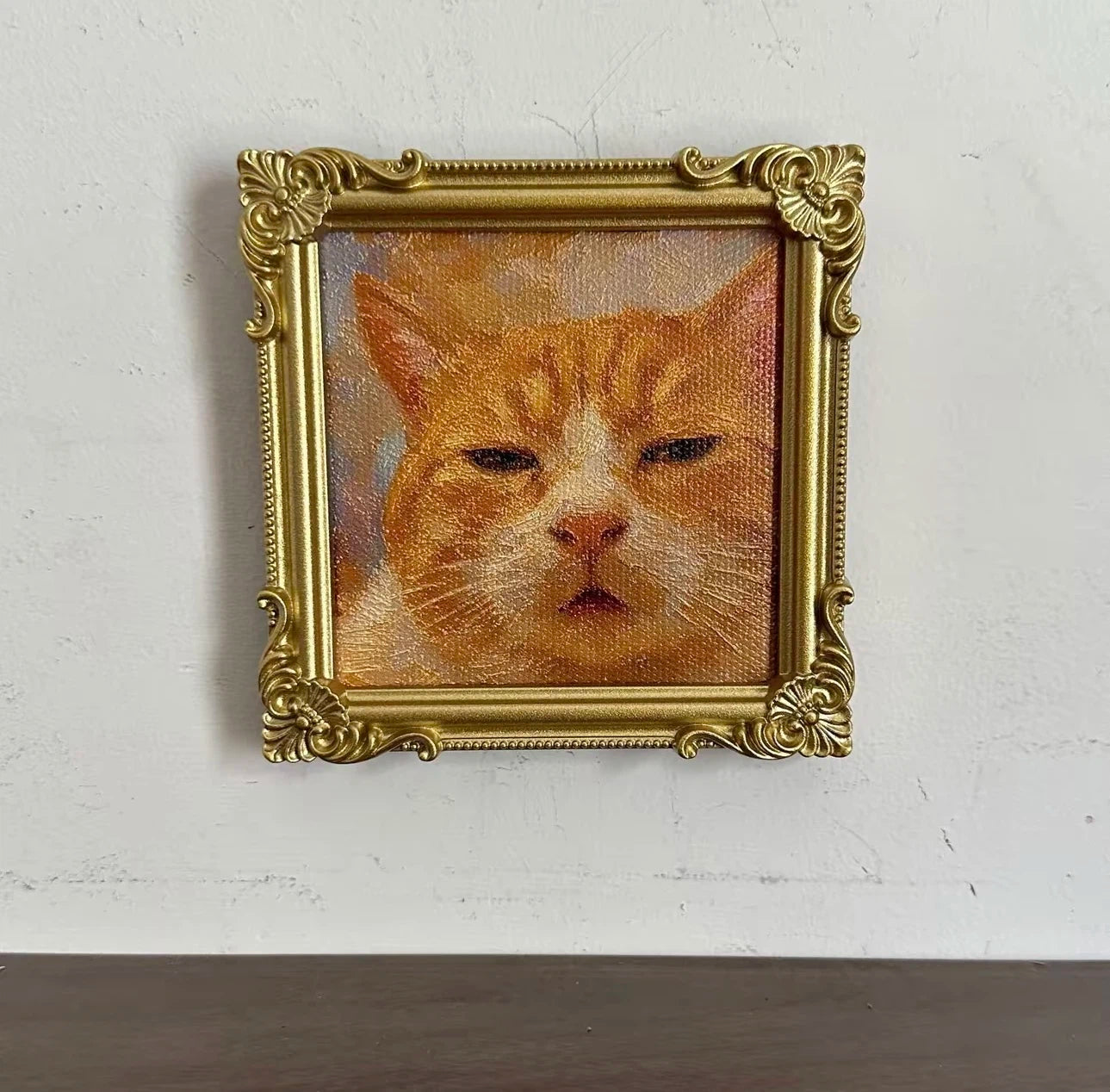 Cat Meme Series Textured Painting Fridge Magnet