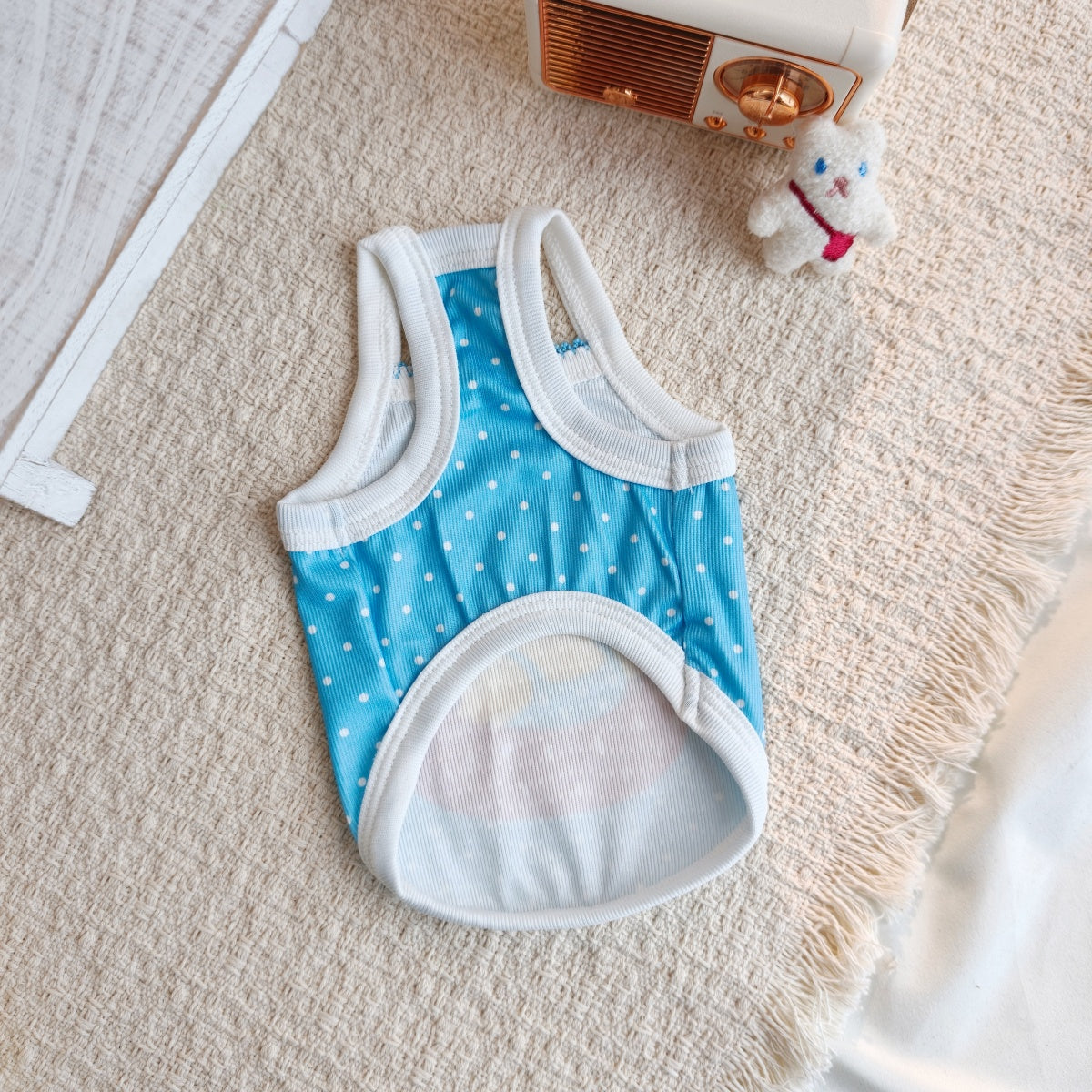 Cute Cartoon Print Pet Sling Tank Top, Breathable Ribbed Summer Vest for Small Cats & Dogs Maltese Bichon Puppy Kitten