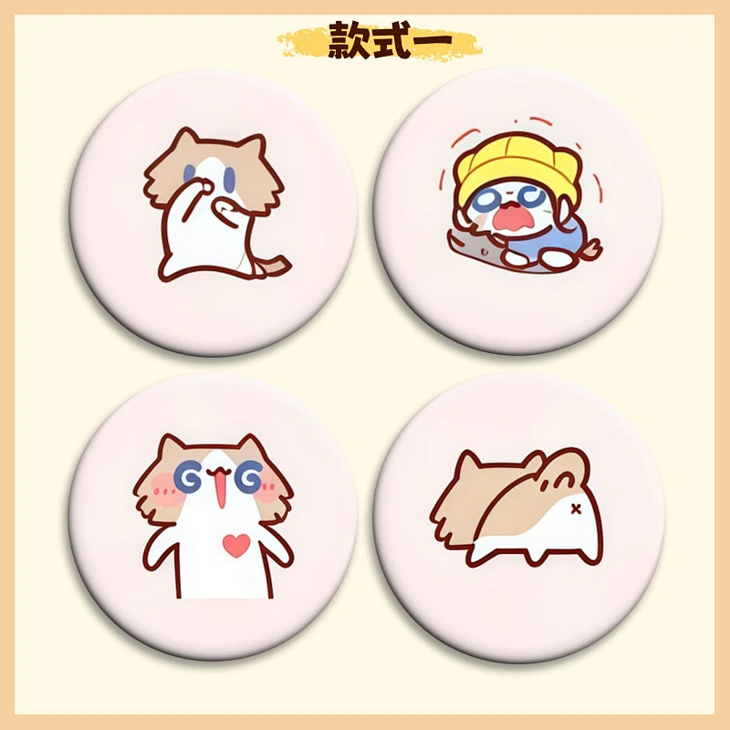 Cute Monthly Salary Cat Button Pins, 58mm Kawaii Cartoon Cat Badges Set, Anime Brooch Pins for Backpack Clothing Decor, Lovely Character Pins Gift for Girls