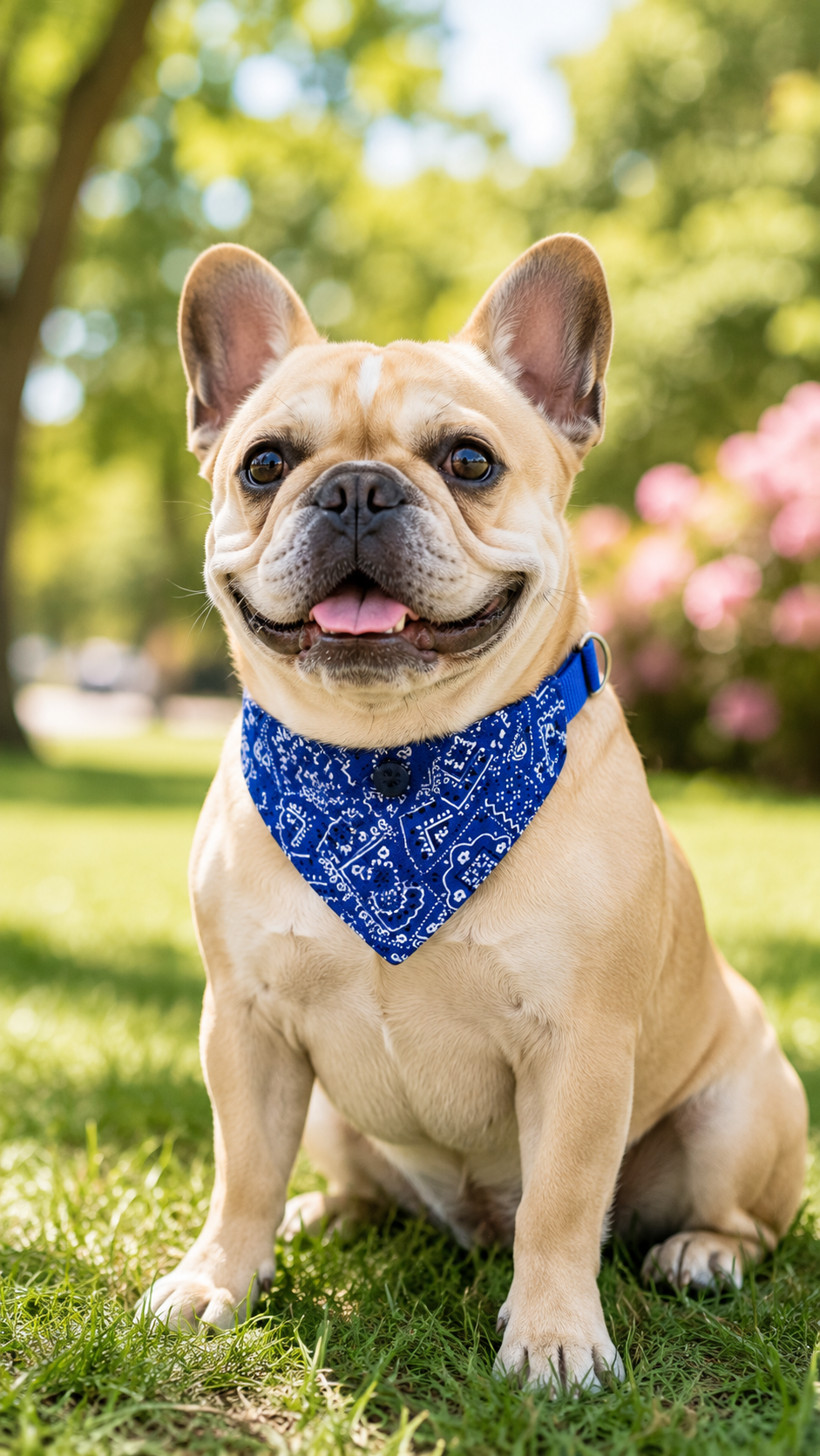Blue Paisley Pattern Dog Bandana Collar, Adjustable Pet Triangle Scarf with Quick Release Buckle & D-ring, Puppy Neckerchief for Daily Walking Photo