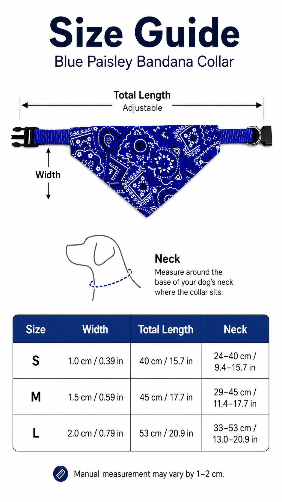 Blue Paisley Pattern Dog Bandana Collar, Adjustable Pet Triangle Scarf with Quick Release Buckle & D-ring, Puppy Neckerchief for Daily Walking Photo