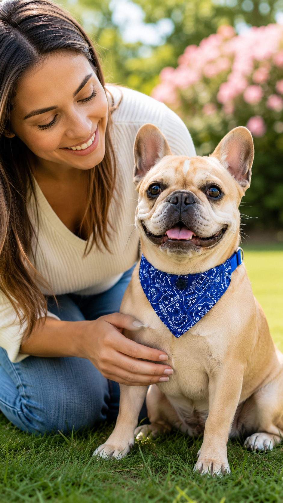 Blue Paisley Pattern Dog Bandana Collar, Adjustable Pet Triangle Scarf with Quick Release Buckle & D-ring, Puppy Neckerchief for Daily Walking Photo