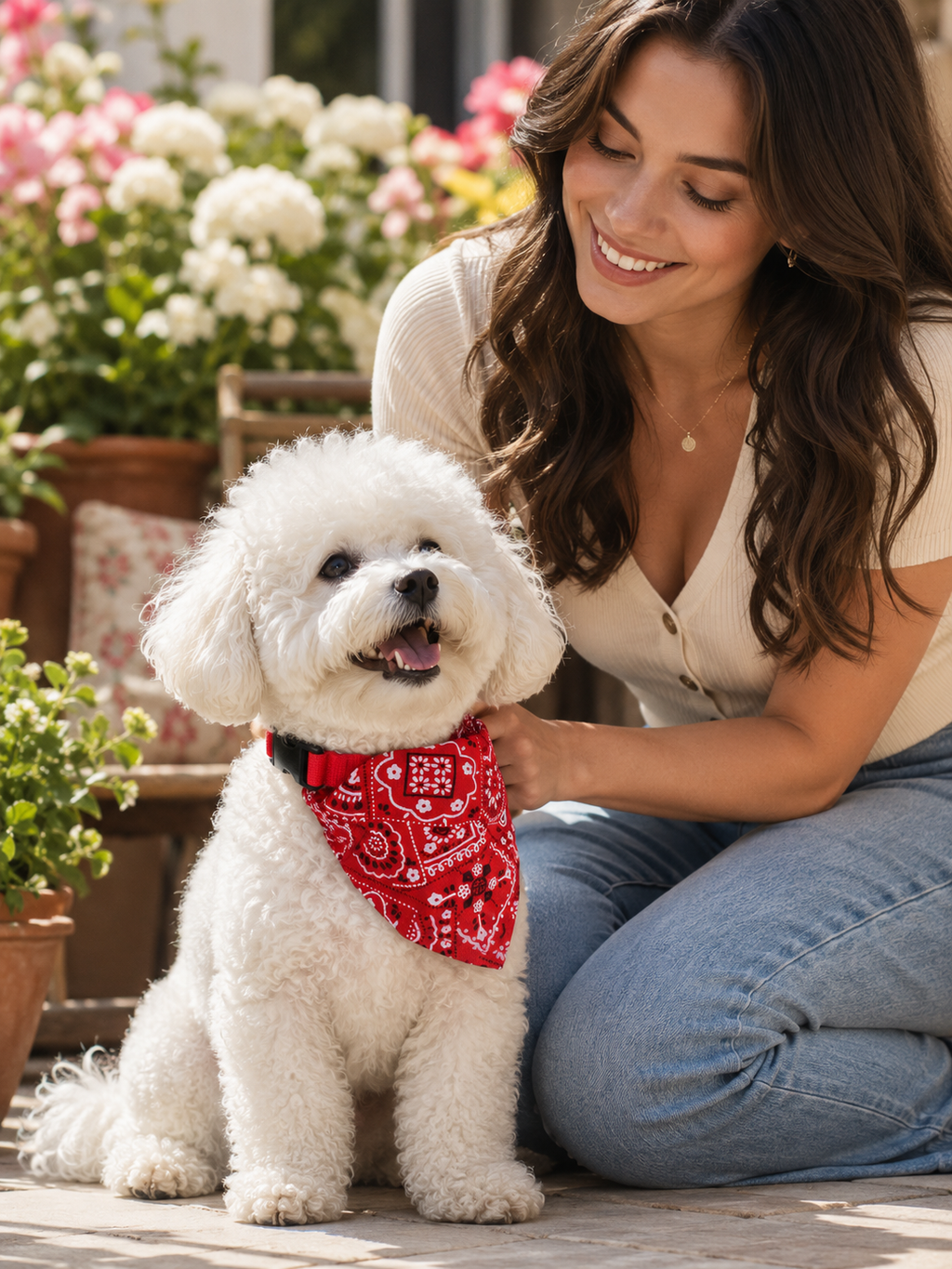 Red Paisley Dog Bandana Collar, Adjustable Pet Triangle Scarf with Quick Release Buckle & Metal D-Ring, Puppy Neck Kerchief for Walking and Photography