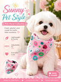 Pink Floral Ladybug Dog Bandana Collar, Adjustable Pet Triangle Scarf with Quick Release Buckle, Cute Puppy Neckerchief for Daily Walks & Pet Photography