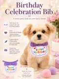 Purple Happy Birthday Pet Bib, Soft Embroidered Dog Birthday Bandana, Elastic Puppy Party Neck Accessory for Birthday Celebration & Pet Photos