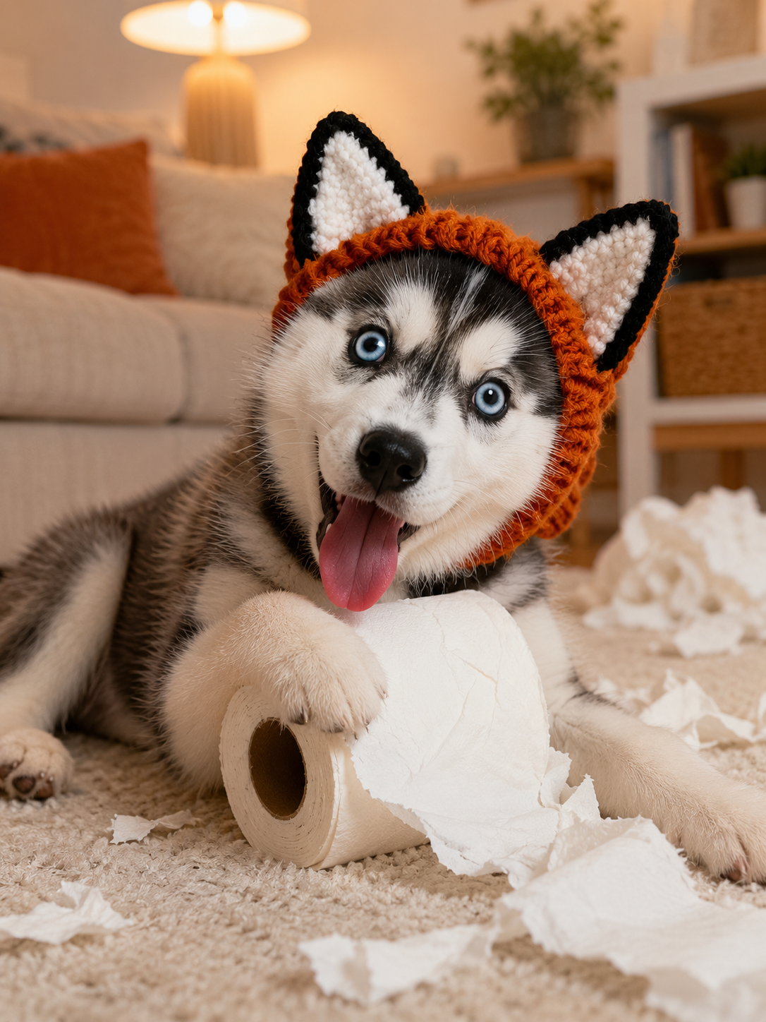 Fox Ear Knitted Pet Headband, Soft Stretch Knit Dog Costume Hat, Cute Puppy Fox Ear Headwear for Daily Wear & Pet Photography