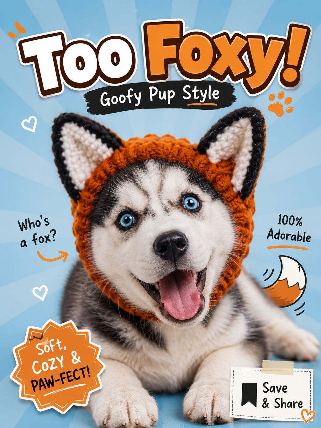 Fox Ear Knitted Pet Headband, Soft Stretch Knit Dog Costume Hat, Cute Puppy Fox Ear Headwear for Daily Wear & Pet Photography