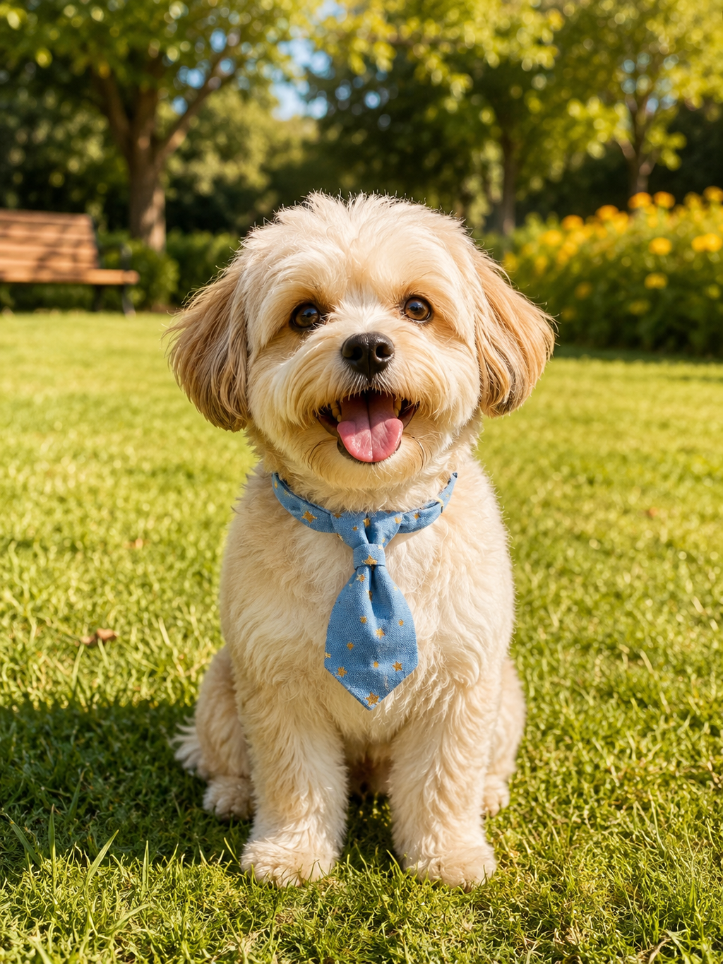 Blue Gold Star Print Pet Tie Collar, Adjustable Soft Fabric Dog Necktie, Cute Formal Puppy Accessory for Outdoor Outings, Wedding & Pet Photoshoot