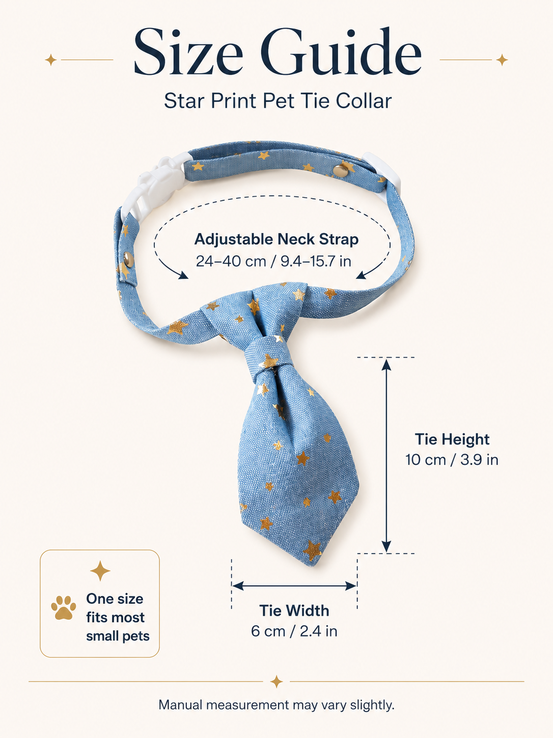 Blue Gold Star Print Pet Tie Collar, Adjustable Soft Fabric Dog Necktie, Cute Formal Puppy Accessory for Outdoor Outings, Wedding & Pet Photoshoot