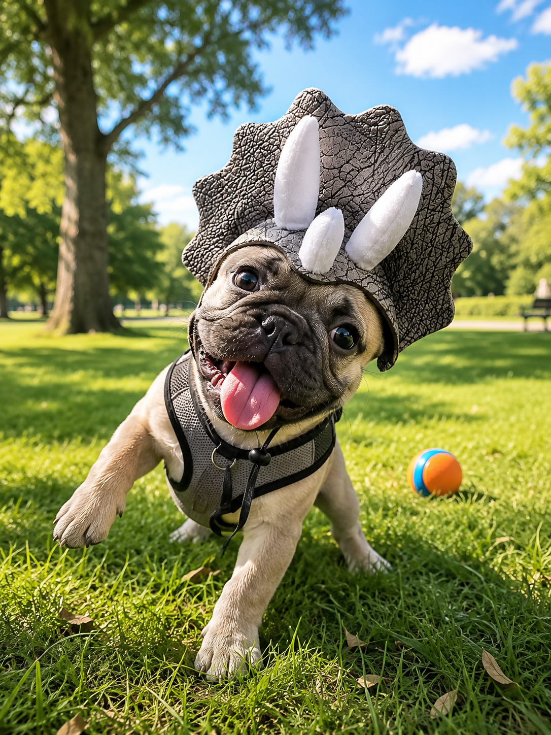 Dinosaur Triceratops Pet Hat, Adjustable Cute Dino Costume Headwear for Dogs, Funny Puppy Party Cosplay Hat for Photography
