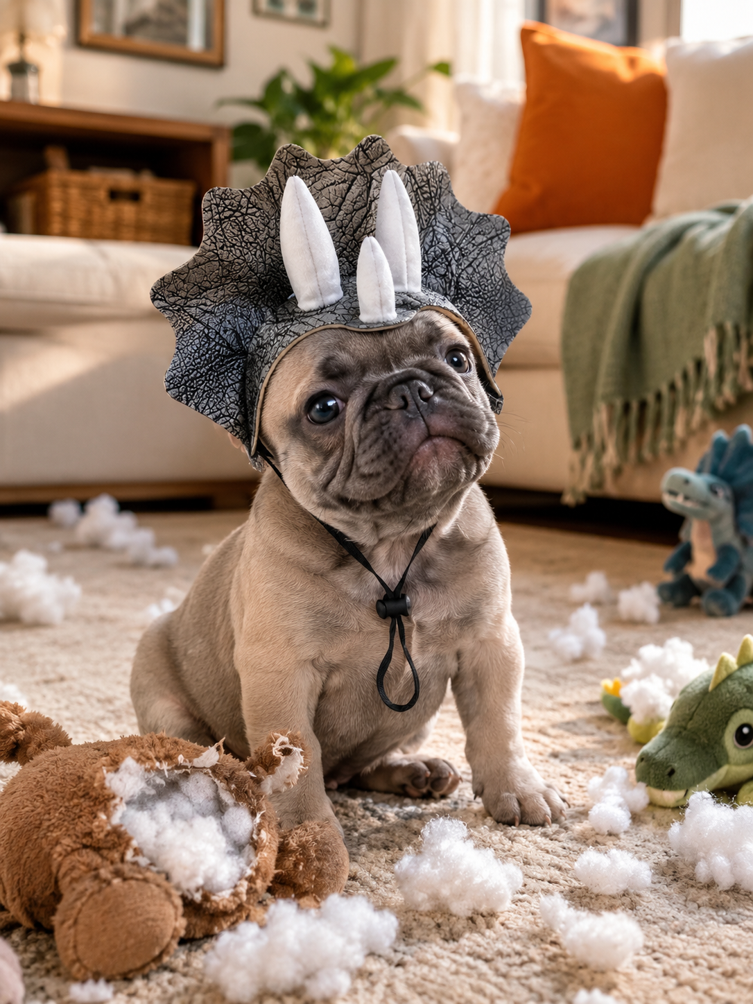 Dinosaur Triceratops Pet Hat, Adjustable Cute Dino Costume Headwear for Dogs, Funny Puppy Party Cosplay Hat for Photography