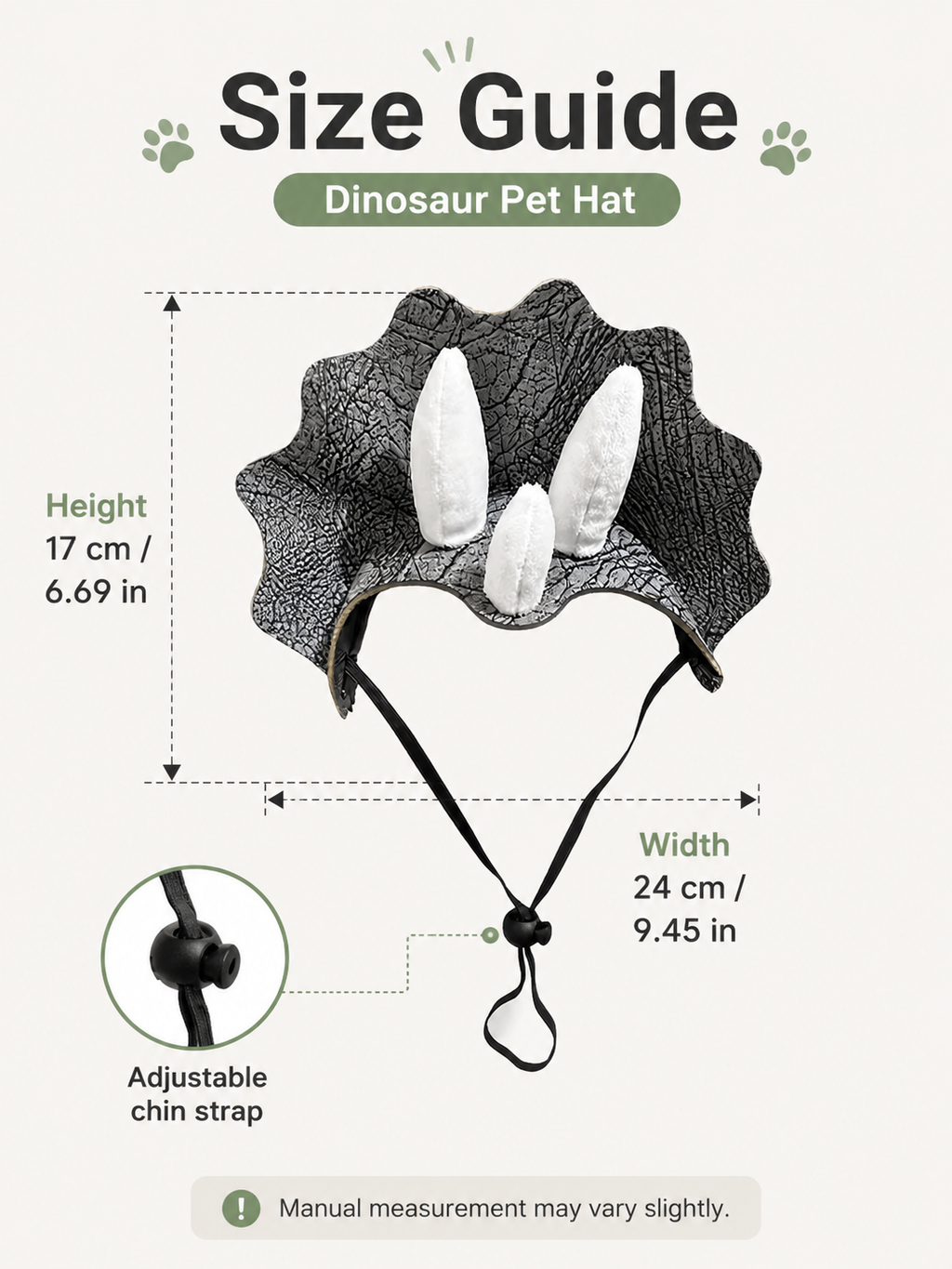 Dinosaur Triceratops Pet Hat, Adjustable Cute Dino Costume Headwear for Dogs, Funny Puppy Party Cosplay Hat for Photography