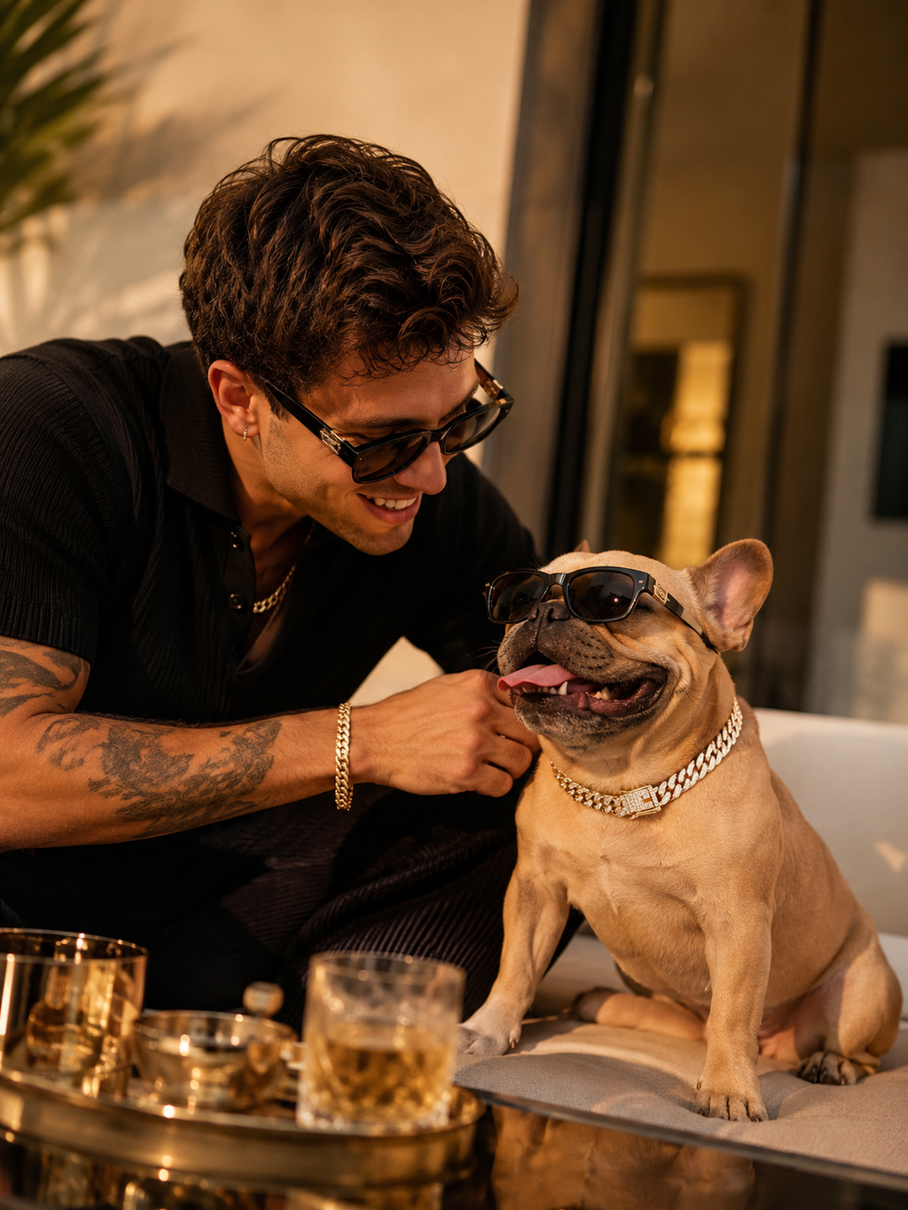 Iced Out Gold Cuban Link Pet Chain, Bling Rhinestone Dog Necklace, Hip Hop Style Puppy Jewelry Accessory for Photoshoot Party