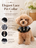 Elegant Lace Plaid Pet Collar, Vintage Gingham Dog Neck Collar with Bow & Pearl Pendant, Cute Girly Puppy Accessory for Daily Wear & Pet Photos