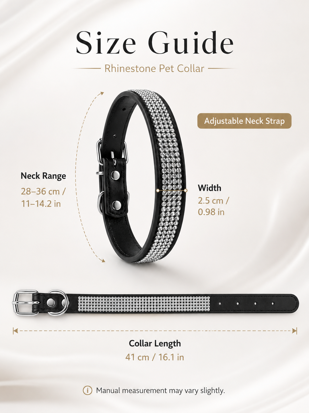 Bling Rhinestone Pet Collar, Soft PU Leather Sparkly Dog Collar with Adjustable Metal Buckle, Shiny Puppy Neck Collar for Daily Walking & Photo