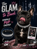 Bling Rhinestone Pet Collar, Soft PU Leather Sparkly Dog Collar with Adjustable Metal Buckle, Shiny Puppy Neck Collar for Daily Walking & Photo